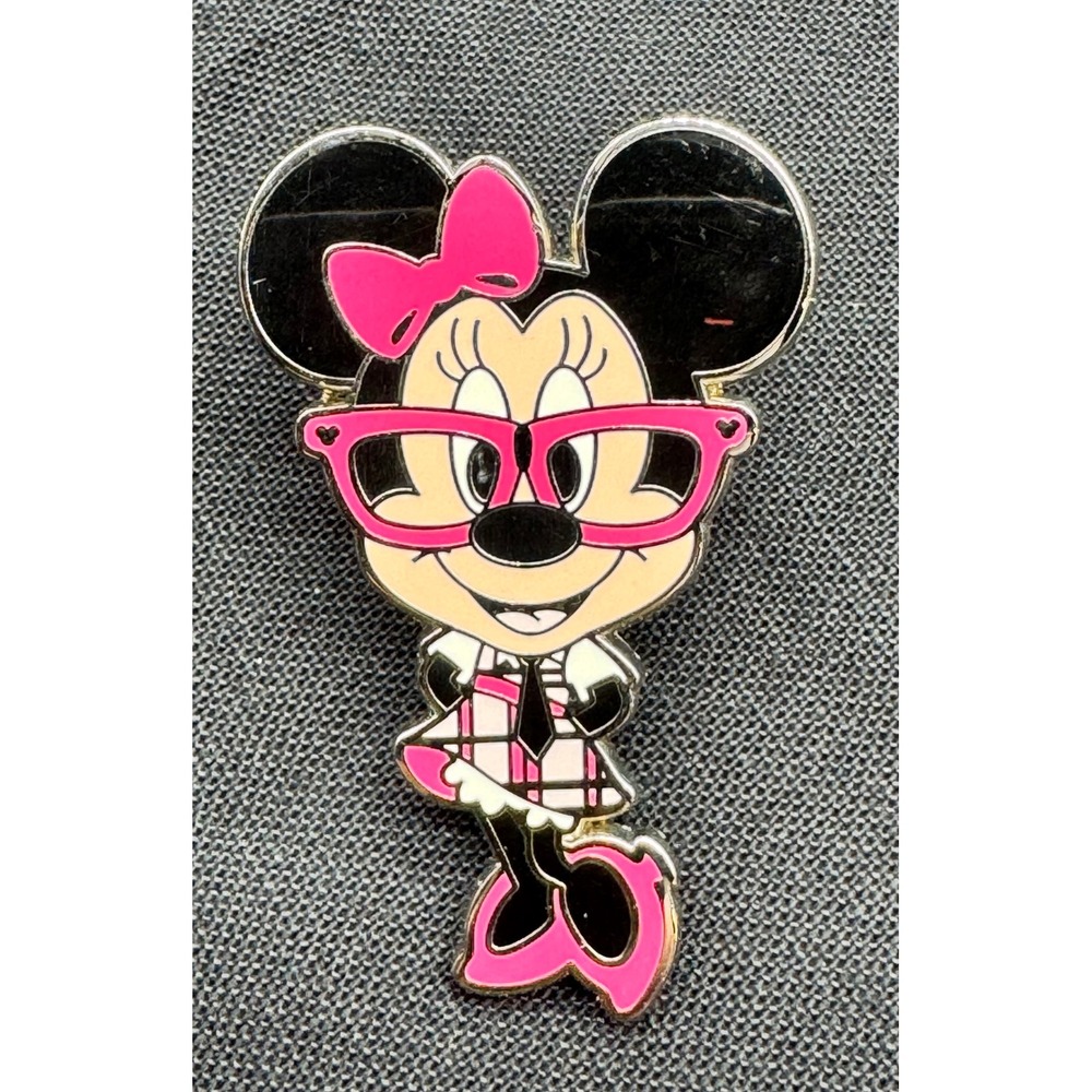 Disney‎ Trading Pin Minnie Mouse Pink Nerds Rock Glasses Pink Plaid Outfit 2010